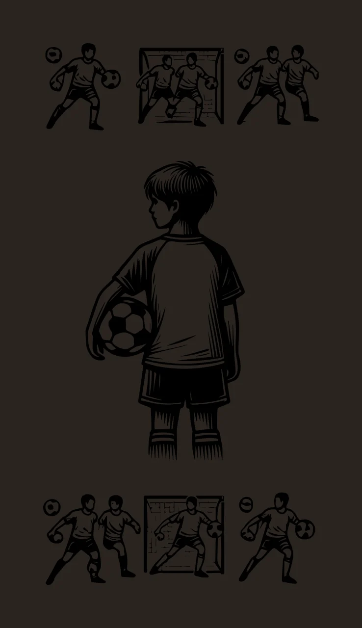 Soccer Ball Player Child Holding With Vignettes players engraving contrast preview thumbnail