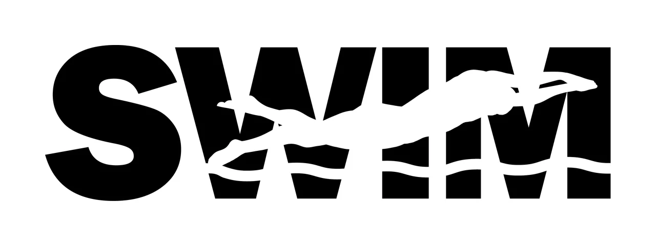 Swimming Swim Text With Wavy Line wave typography black lettering