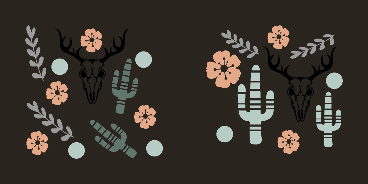 Can Glass Wrap Deer Skulls And Cactus Floral decorative flowers contrast preview thumbnail