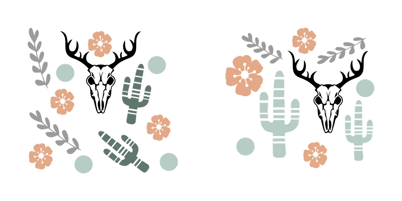 Can Glass Wrap Deer Skulls And Cactus Floral decorative flowers