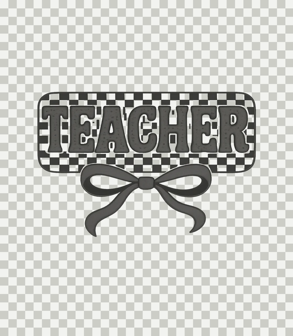 Checkered Bow Teacher Checkerboard Label text pattern transparency and detail preview thumbnail