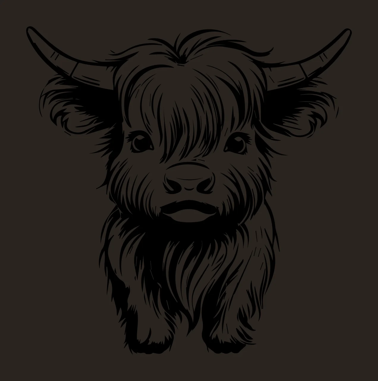 Small Furry Animal Head Illustration horns fur ears line art contrast preview thumbnail