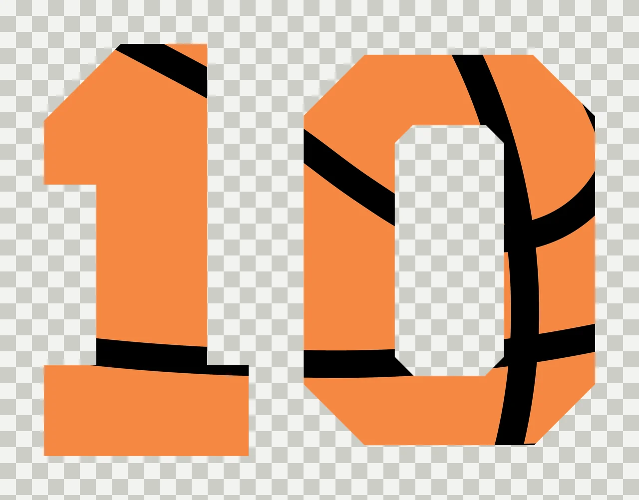 Number 10 Ten In Large Bold Black Digits digit 1 0 interior lines transparency and detail preview thumbnail