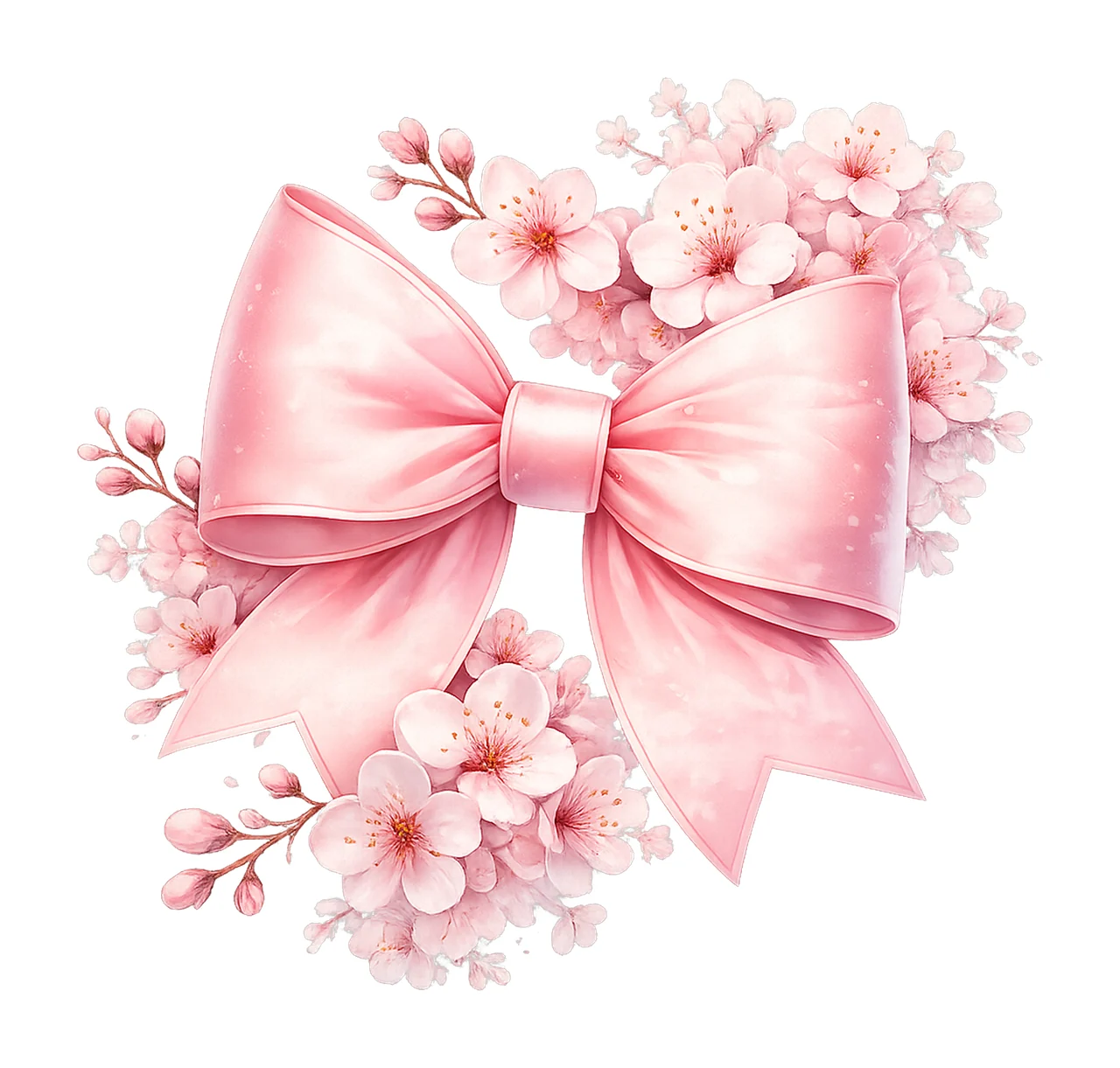 Cherry Blossom Bow Sublimation Design Pink Bow Artwork