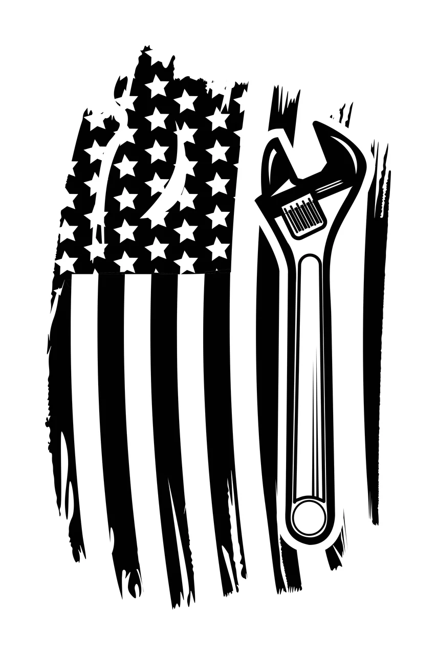 Wrench American Flag Grunge Graphic superimposed distressed