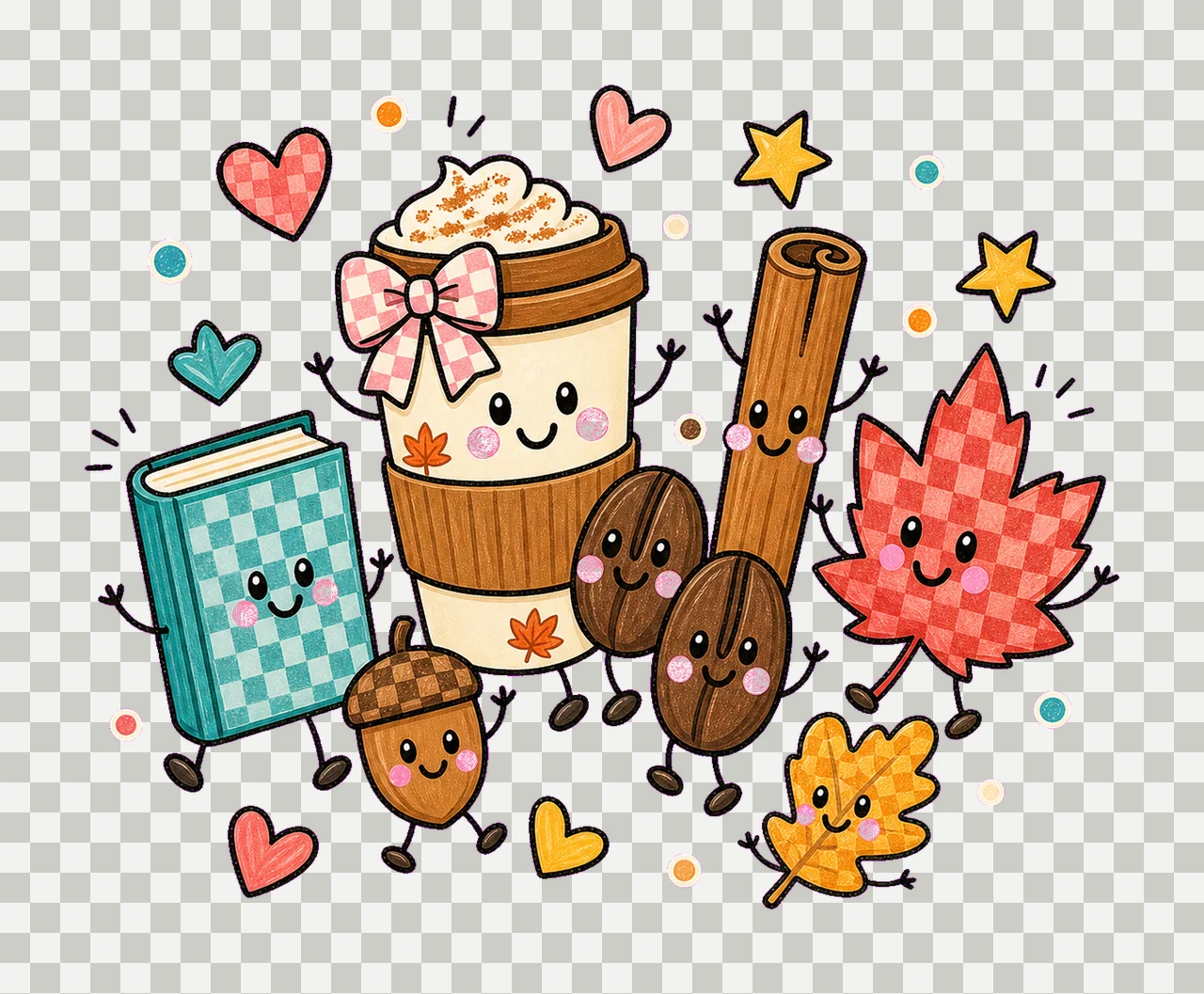 coffee lover fall 02 preppy checker sublimation instant transparency and detail preview thumbnail