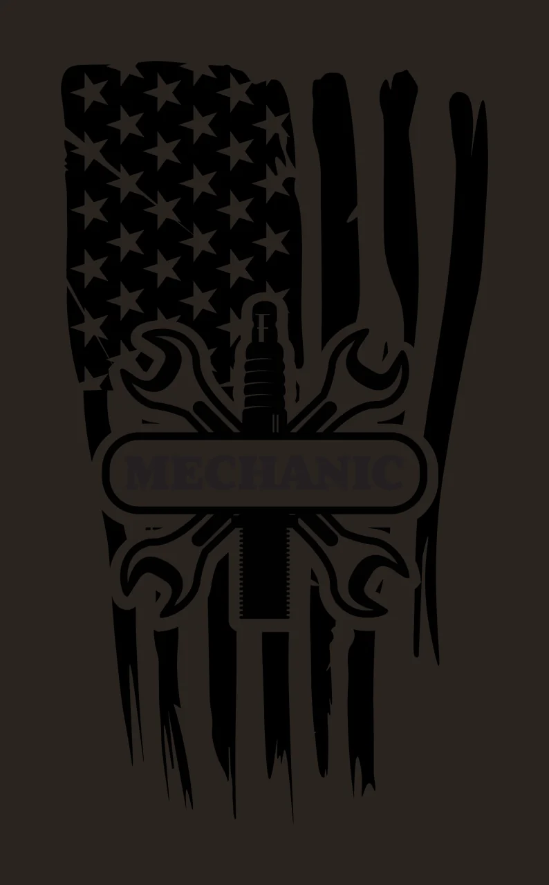 Mechanic With Spark Plug And Wrenches insignia flag stencil contrast preview thumbnail
