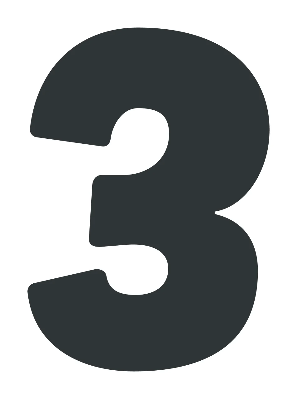 Number 3 Bold Black Sans Serif Three white plain digit symbol