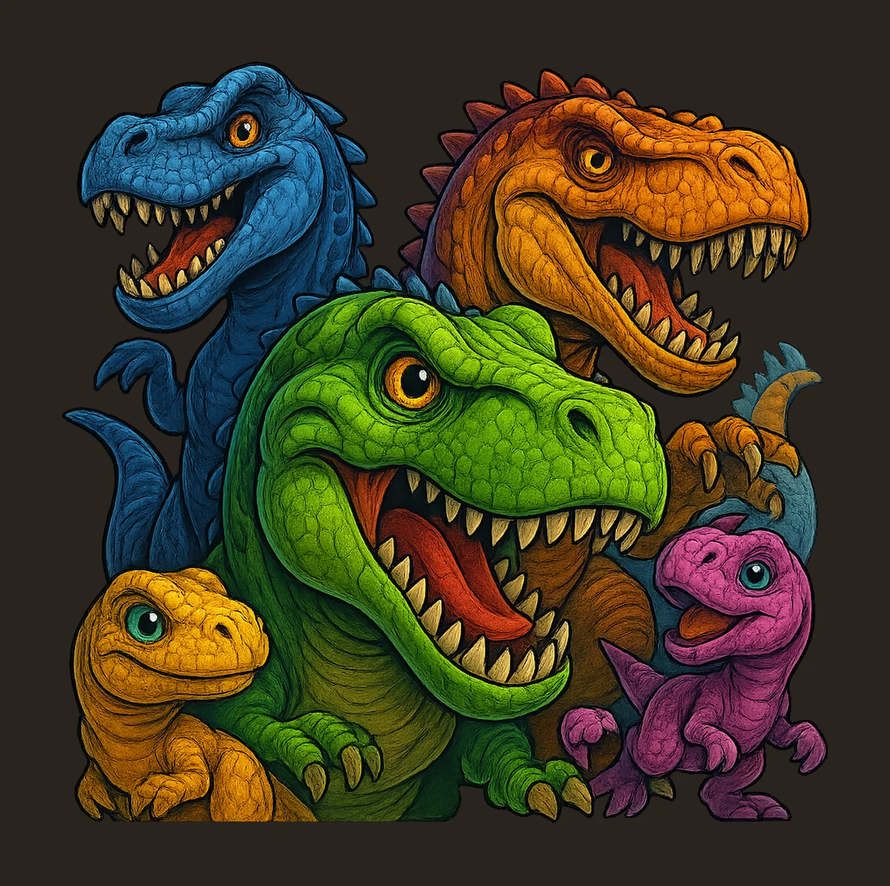 Dinosaurs Colorful Design Kids Dinosaur Artwork Sublimation contrast preview thumbnail