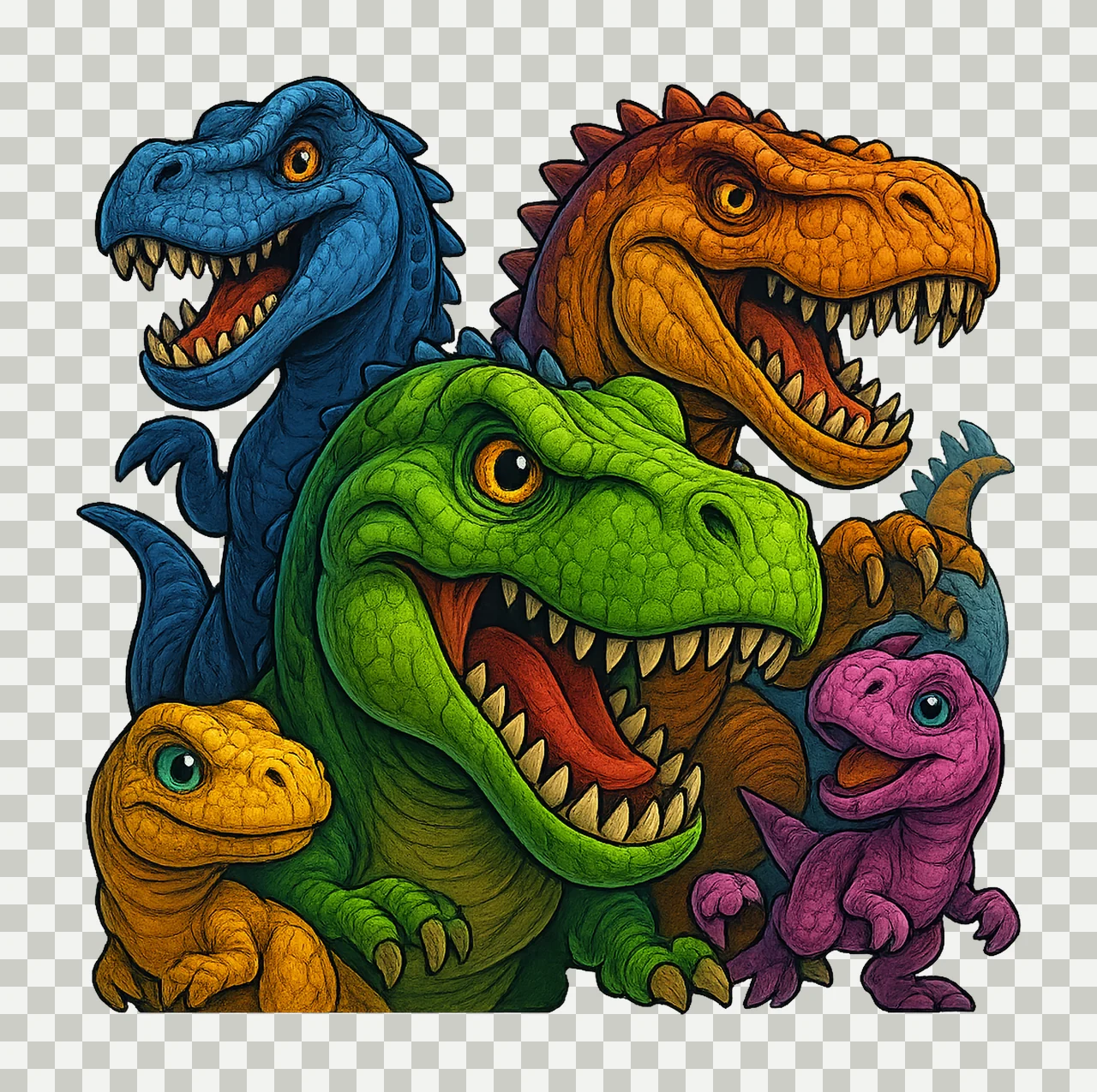 Dinosaurs Colorful Design Kids Dinosaur Artwork Sublimation transparency and detail preview thumbnail