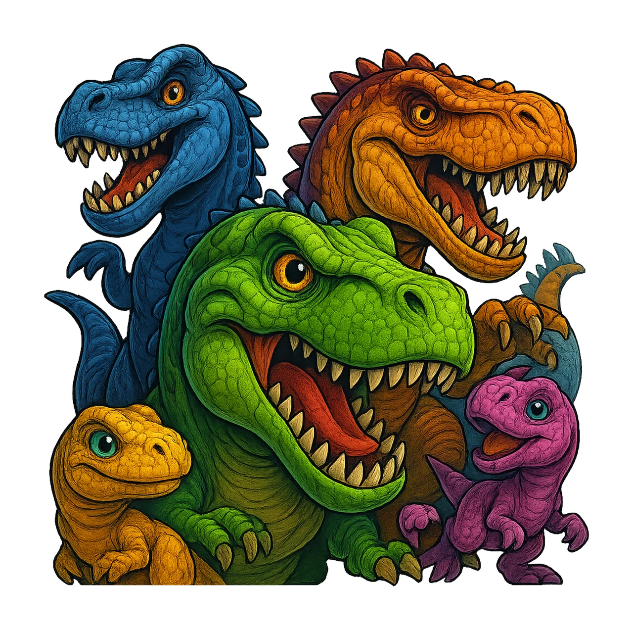 Dinosaurs Colorful Design Kids Dinosaur Artwork Sublimation