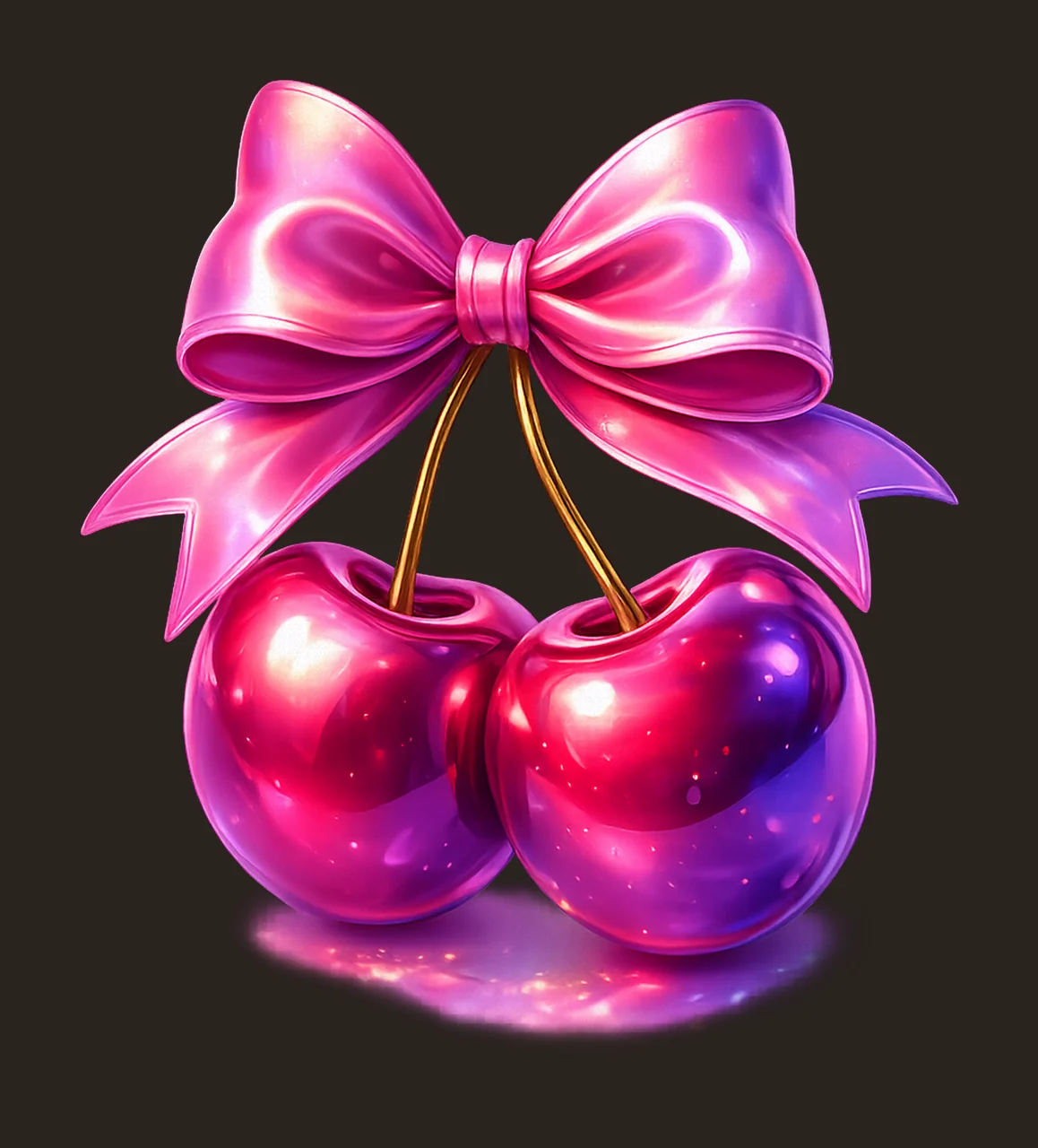 Holographic Cherries Bow Shirt Design Sublimation Art Cherry contrast preview thumbnail