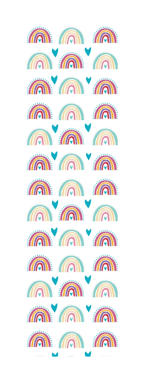 Rainbow Heart Pattern Line Art rainbows dot black white surface