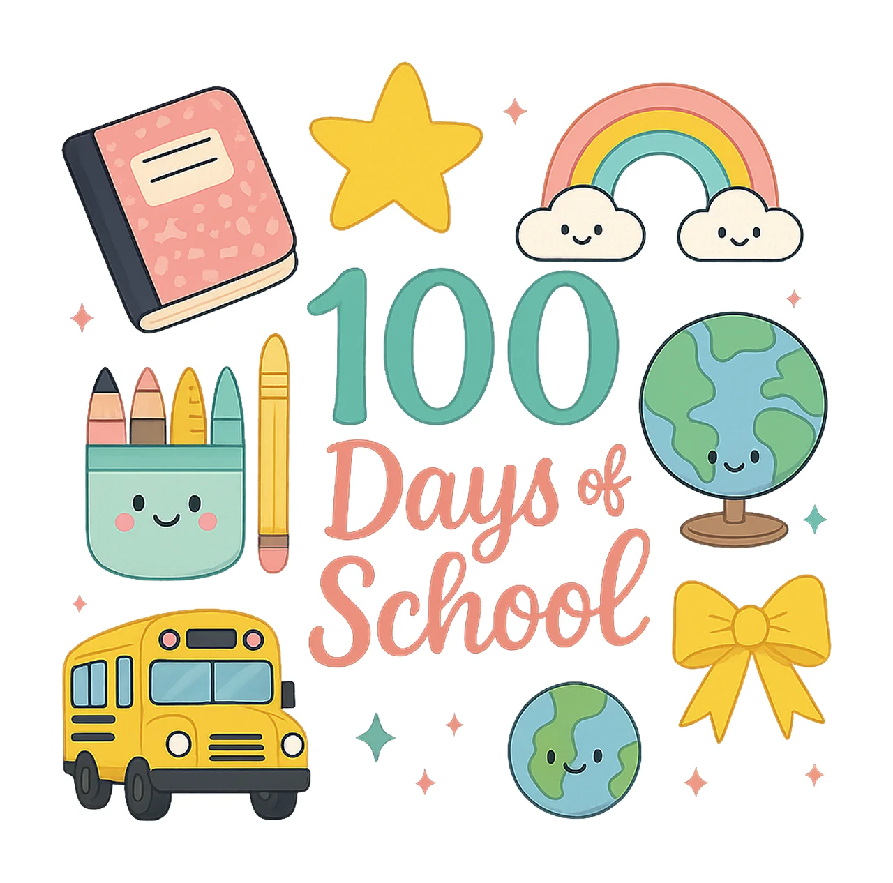 Happy 100 Days Of School Coquette Bow Kids Design 100 Days
