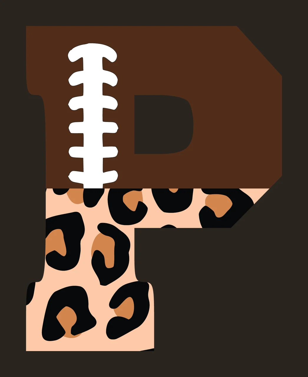 Letter P Brown Football Leopard Print contrast preview thumbnail