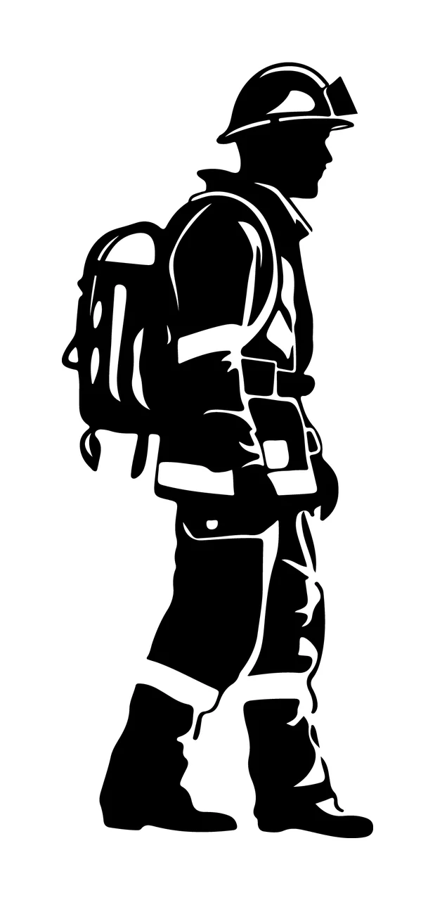 Can Glass Wrap Firefighter Silhouette Side Profile