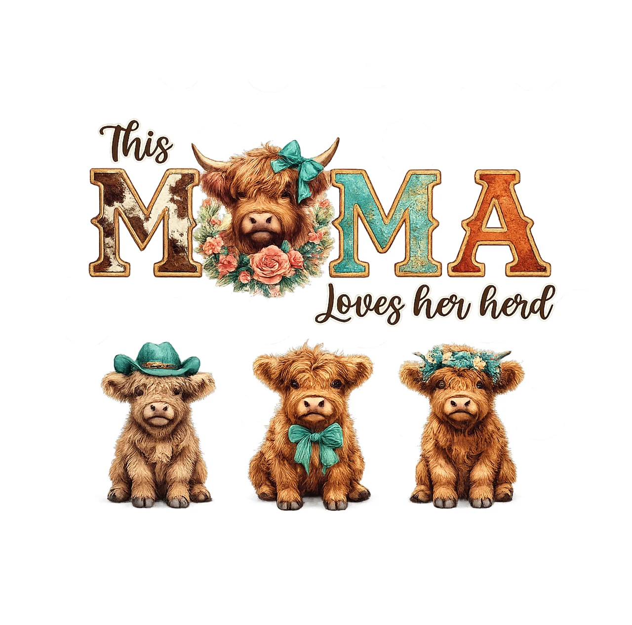 Custom Highland Cow Mom Design This Mama Loves Herd Western