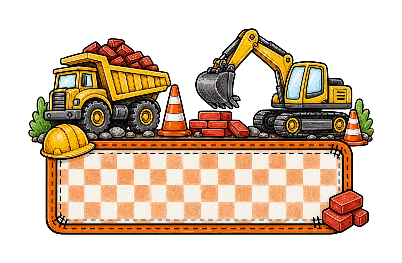 Construction Name Plate Kids Name Plate Design Variation D