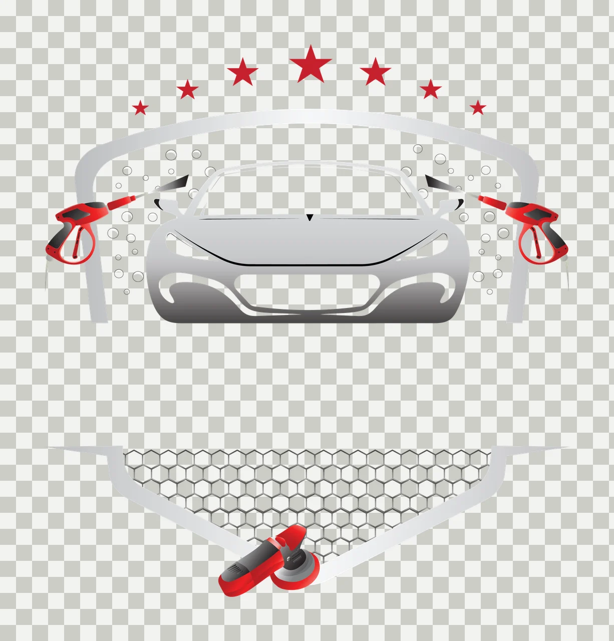 Logo Front View Of Car With Spray Nozzles honeycomb stars Variation transparency and detail preview thumbnail
