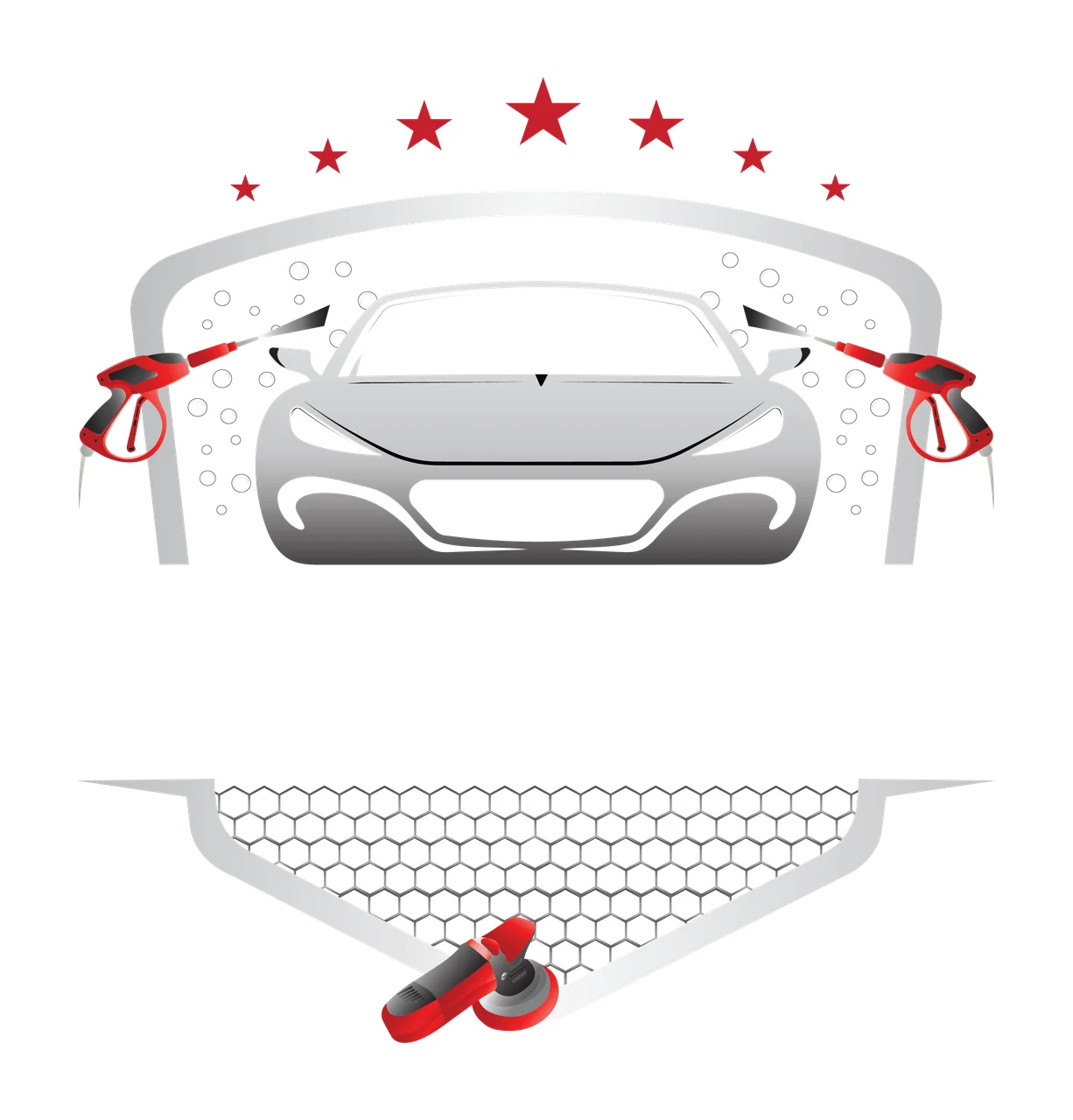 Logo Front View Of Car With Spray Nozzles honeycomb stars Variation