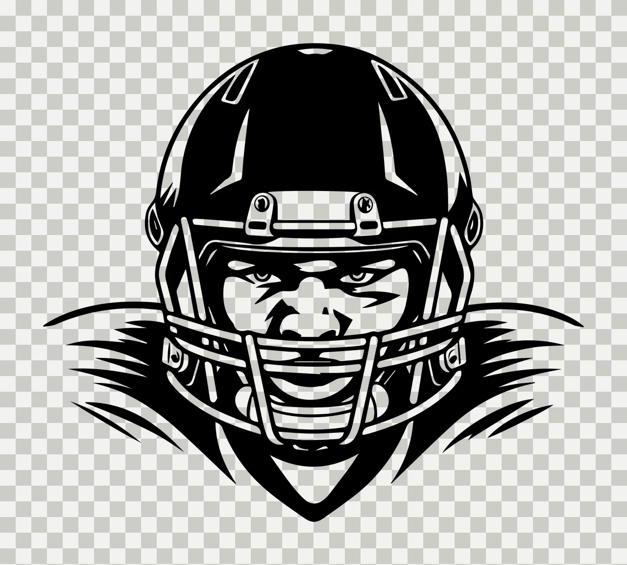 Football Helmet Athletic Player Icon facing forward facemask transparency and detail preview thumbnail