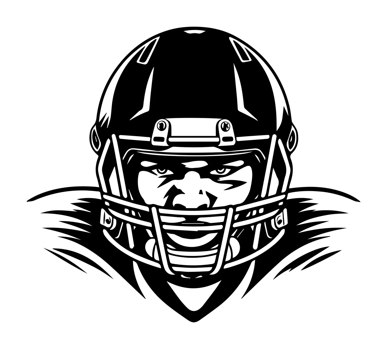Football Helmet Athletic Player Icon facing forward facemask