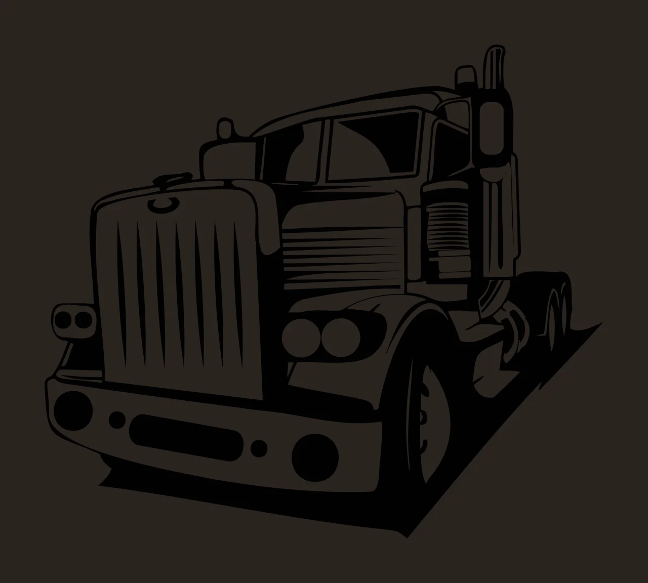 Truck Perspective Silhouette With Front Grille parked headlights contrast preview thumbnail