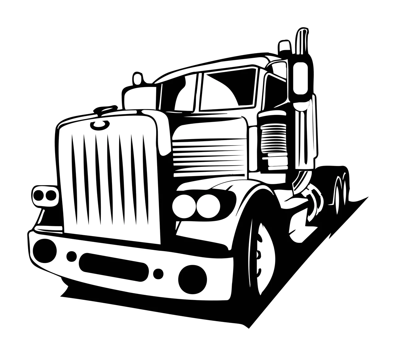 Truck Perspective Silhouette With Front Grille parked headlights