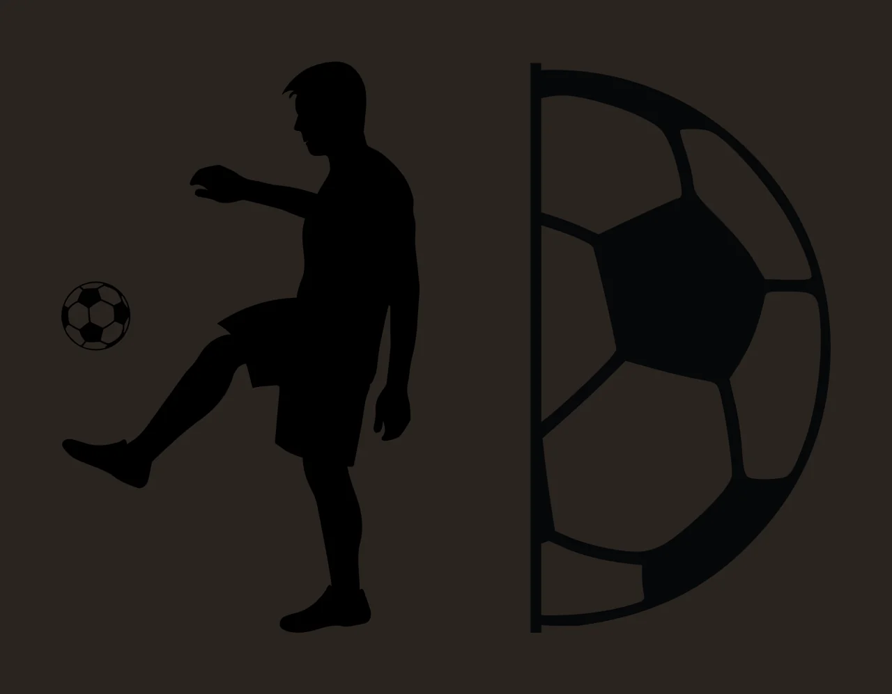 Soccer Player Juggling Ball And Sphere silhouette black white contrast preview thumbnail