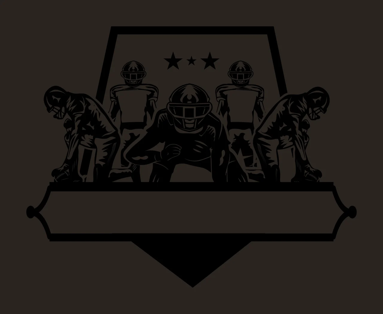 Football Players Team Shield Crest Graphic in formation helmets contrast preview thumbnail