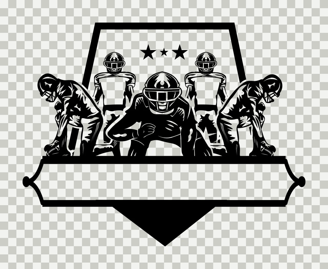 Football Players Team Shield Crest Graphic in formation helmets transparency and detail preview thumbnail