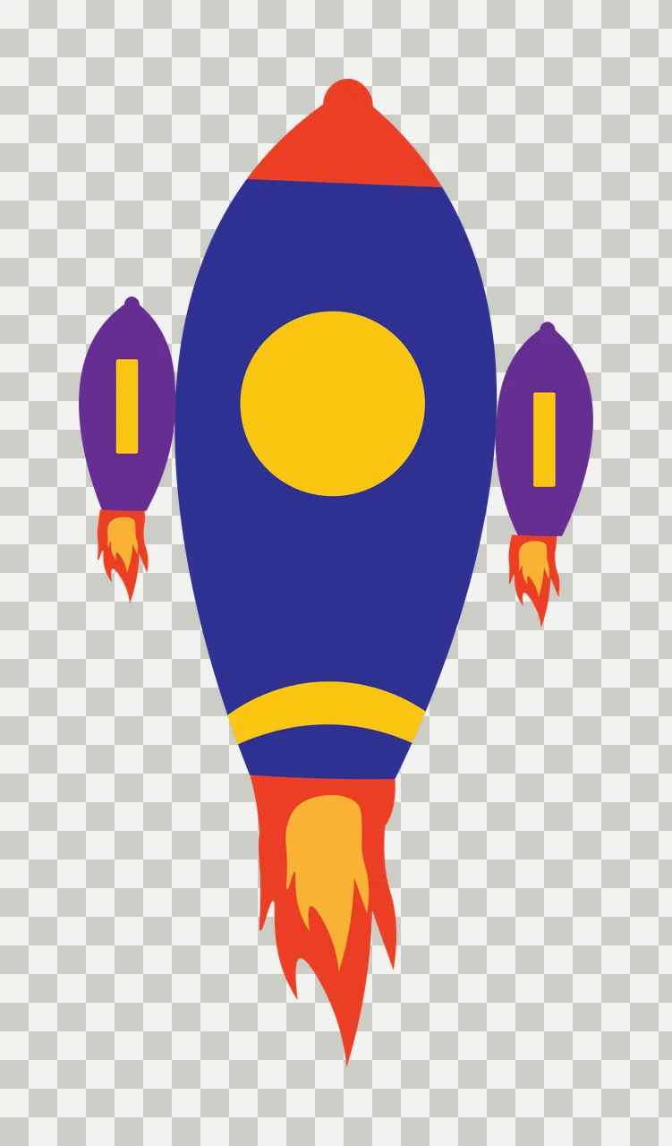 Space Black Rocket Silhouette With Two Smaller Thrusters flying transparency and detail preview thumbnail