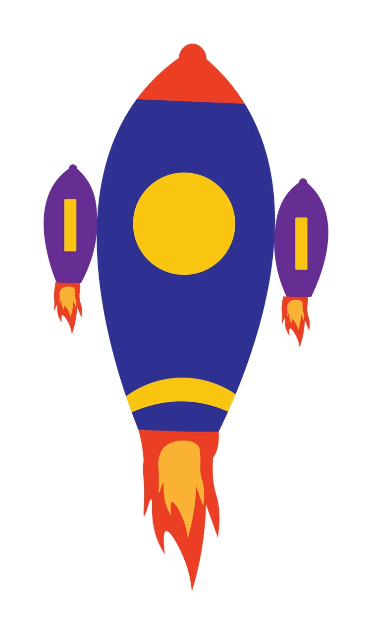 Space Black Rocket Silhouette With Two Smaller Thrusters flying