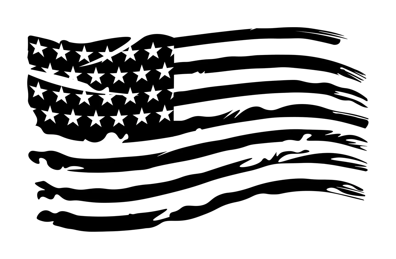 Black Flag Waving Silhouette Design Element stars stripes distressed