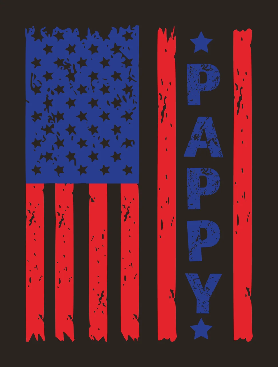 Pappy Flag Distressed Vertical Graphic With The Word stars Variation contrast preview thumbnail
