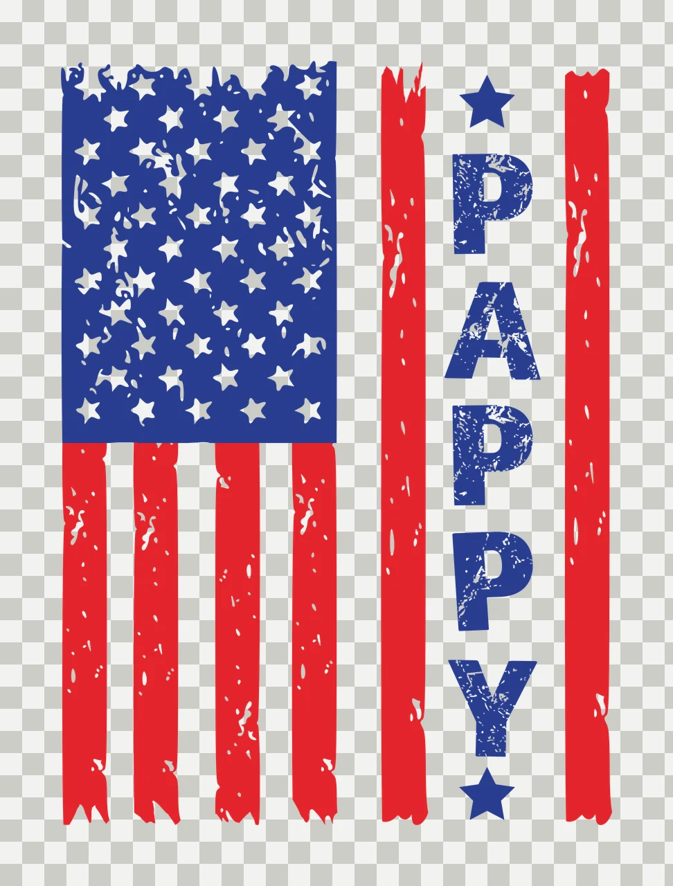 Pappy Flag Distressed Vertical Graphic With The Word stars Variation transparency and detail preview thumbnail