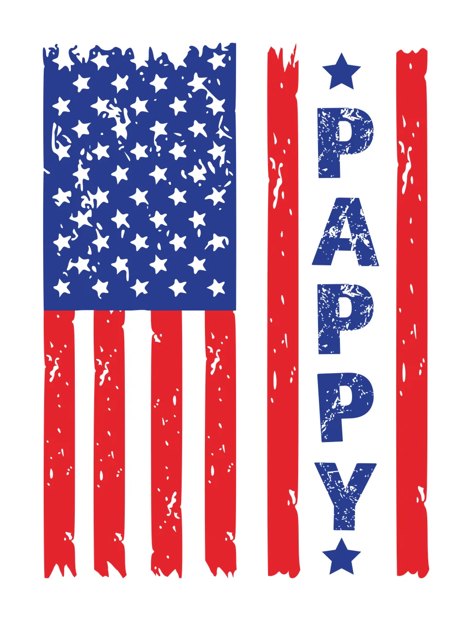 Pappy Flag Distressed Vertical Graphic With The Word stars Variation