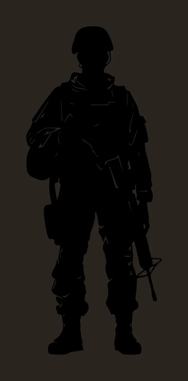 Standing Soldier Silhouette With Rifle person helmet uniform contrast preview thumbnail