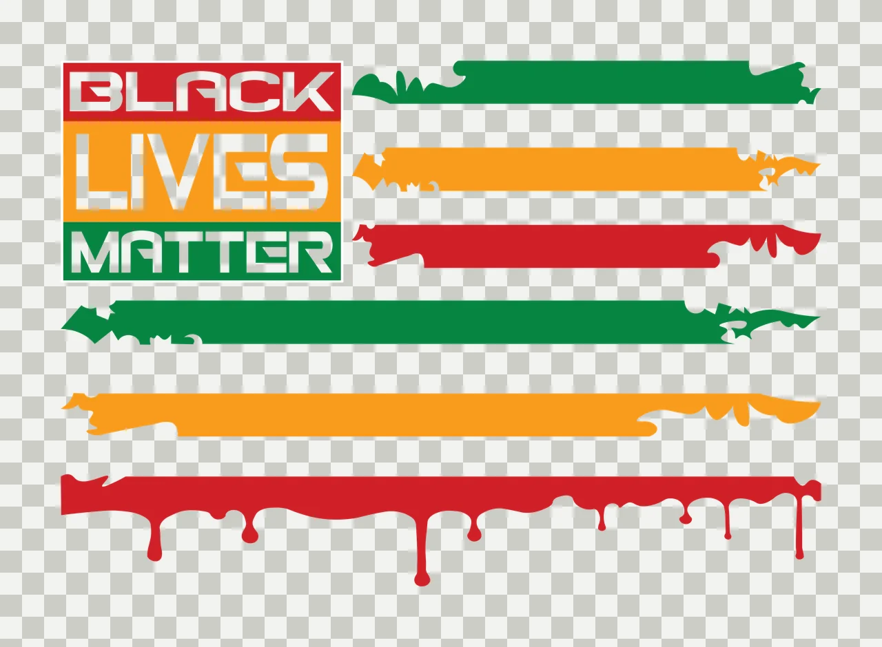 BLACK LIVES MATTER Typography Design with Black Lives Matter text, distressed stripes, paint drips and color blocks in red, yellow and green transparency and detail preview thumbnail