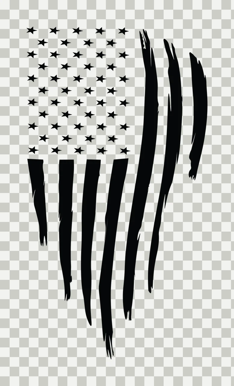 Flag Vertical Distressed Black Silhouette white patriotic symbol transparency and detail preview thumbnail