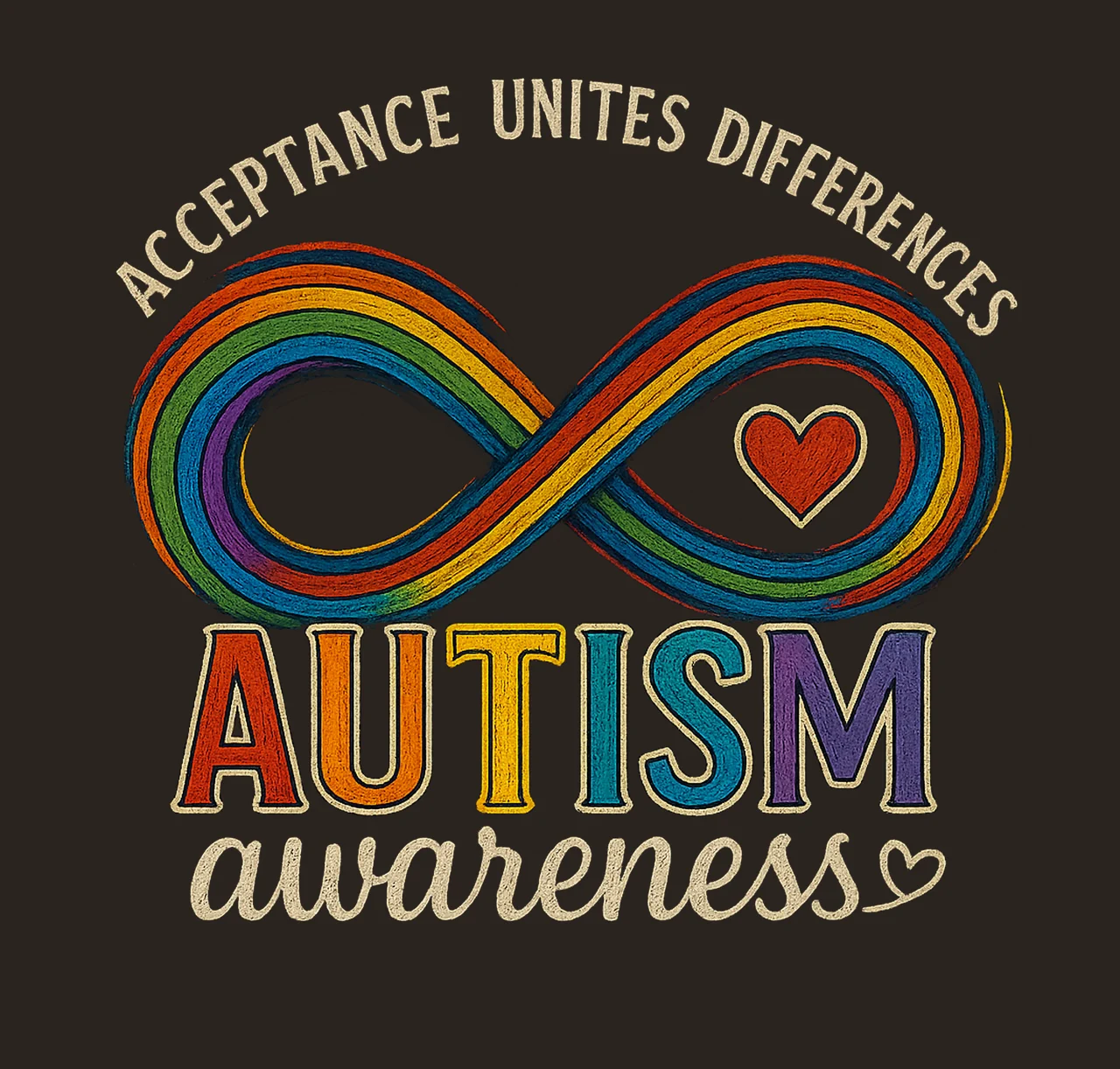 Autism awareness infinity heart design neurodiversity contrast preview thumbnail