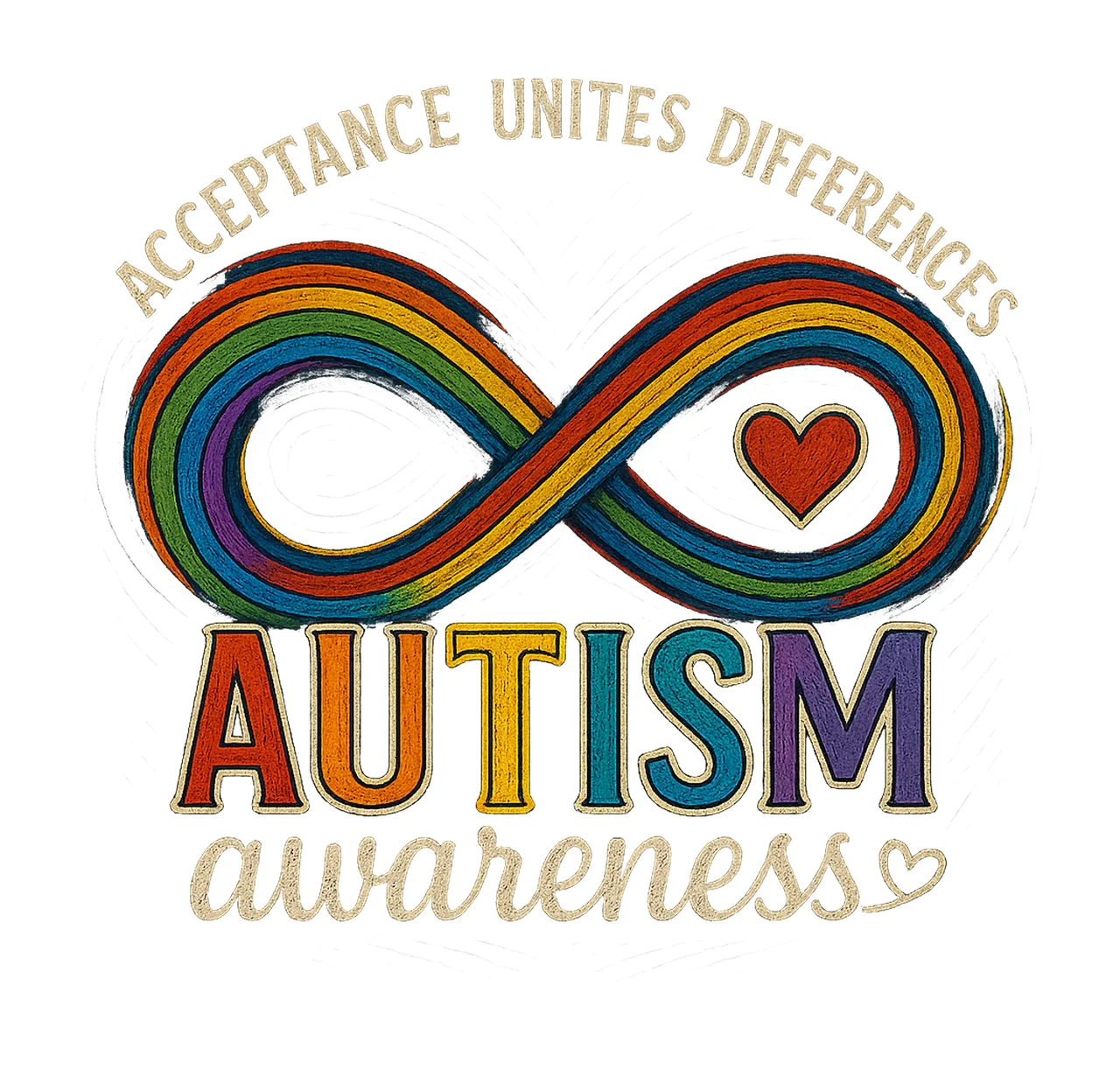 Autism awareness infinity heart design neurodiversity