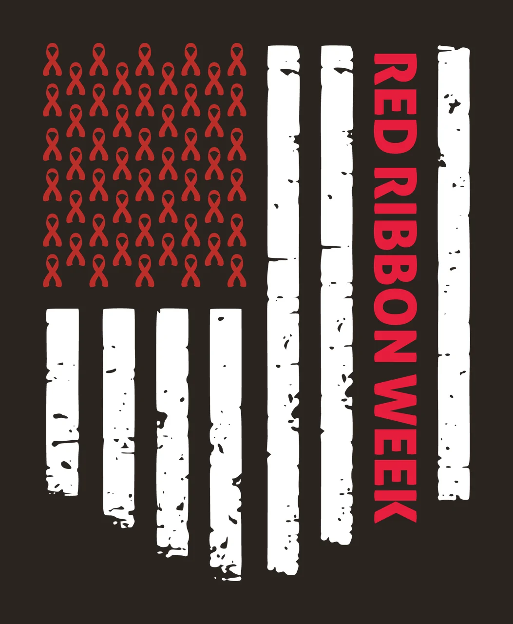 White Red Ribbon Week Flag Design displayed ribbons stripes contrast preview thumbnail