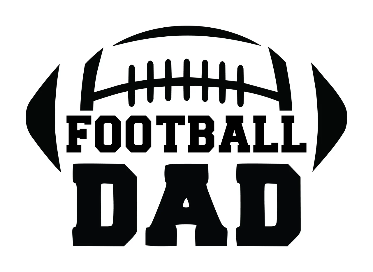 Football Dad Black Text Label Reading With Oval shape typography