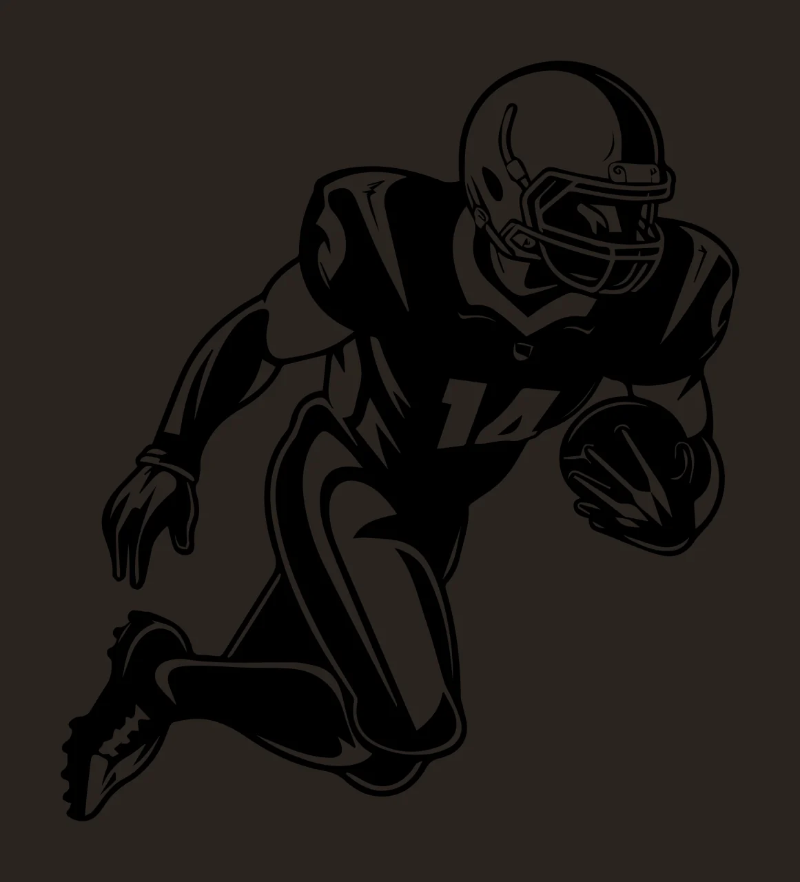 Football Player 14 Running Illustration helmet black white contrast preview thumbnail