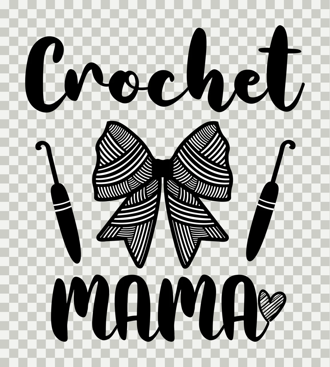 Crochet Mama With Hair Bow Icon text and graphic hooks heart transparency and detail preview thumbnail
