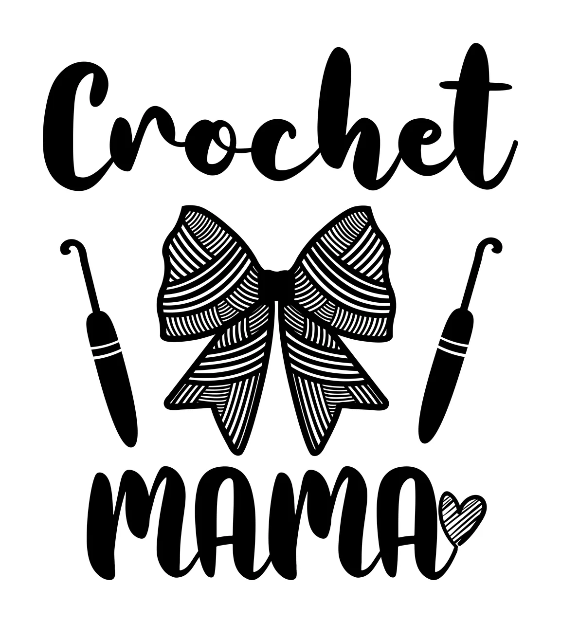 Crochet Mama With Hair Bow Icon text and graphic hooks heart