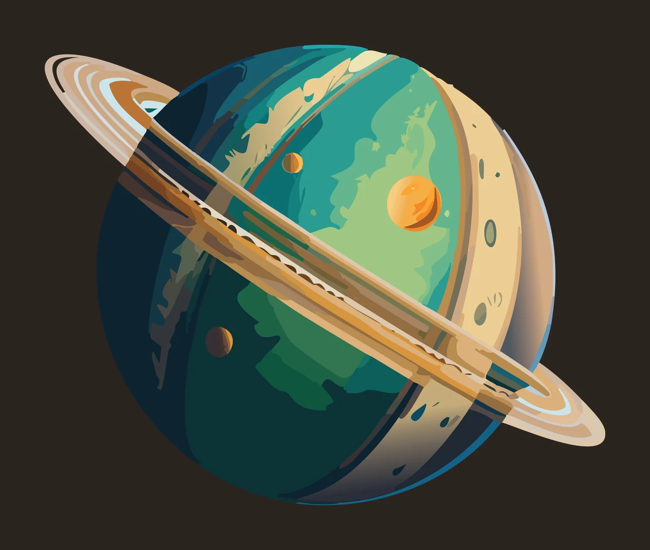 Space Planet With Rings In Square floating minimalist black contrast preview thumbnail