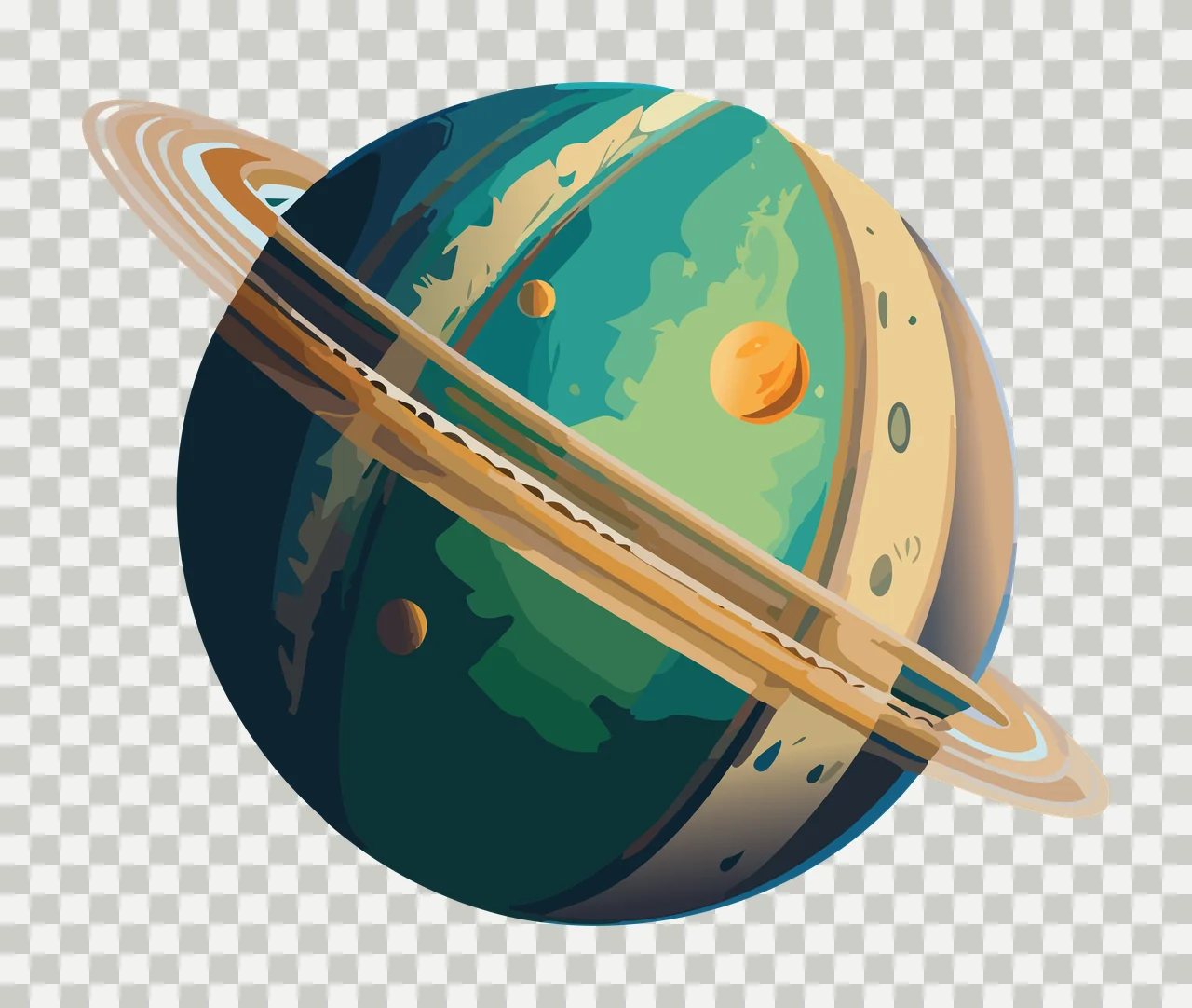 Space Planet With Rings In Square floating minimalist black transparency and detail preview thumbnail