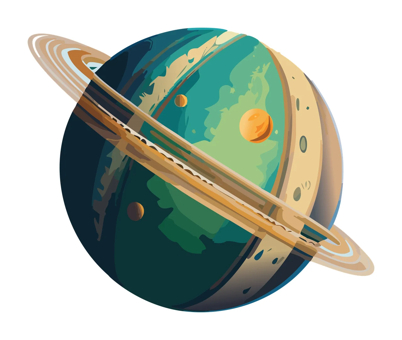 Space Planet With Rings In Square floating minimalist black